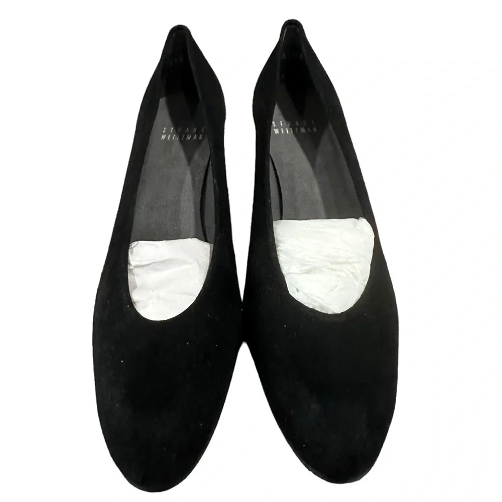 STUART WEITZMAN Black Suede Wedge Heels Pump for Women, Size 6.5.